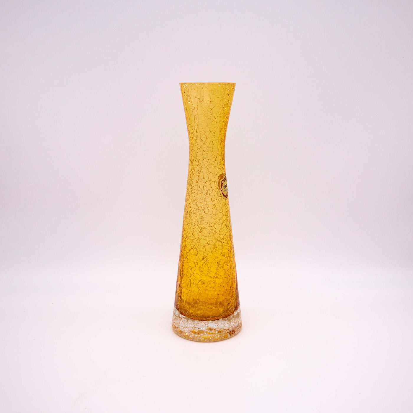 Gelbe Craquelé Vase von Ingrid Glas, Seitenansicht rechts